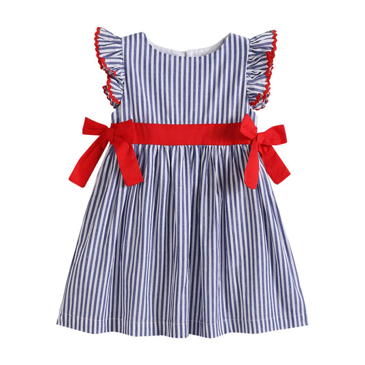 Lil Cactus Navy Blue and Red Ruffle Dress