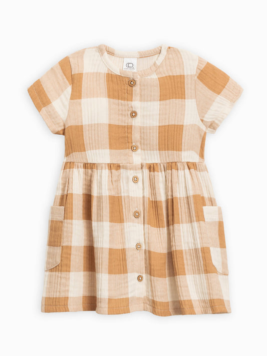 Colored Organics Mabel Muslin Button Dress - Picnic