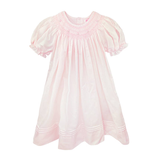 Petit Ami Daygown with Heart Smocking & Pearls