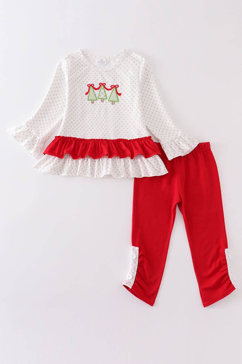 Christmas Tree Appliqué Girl Set