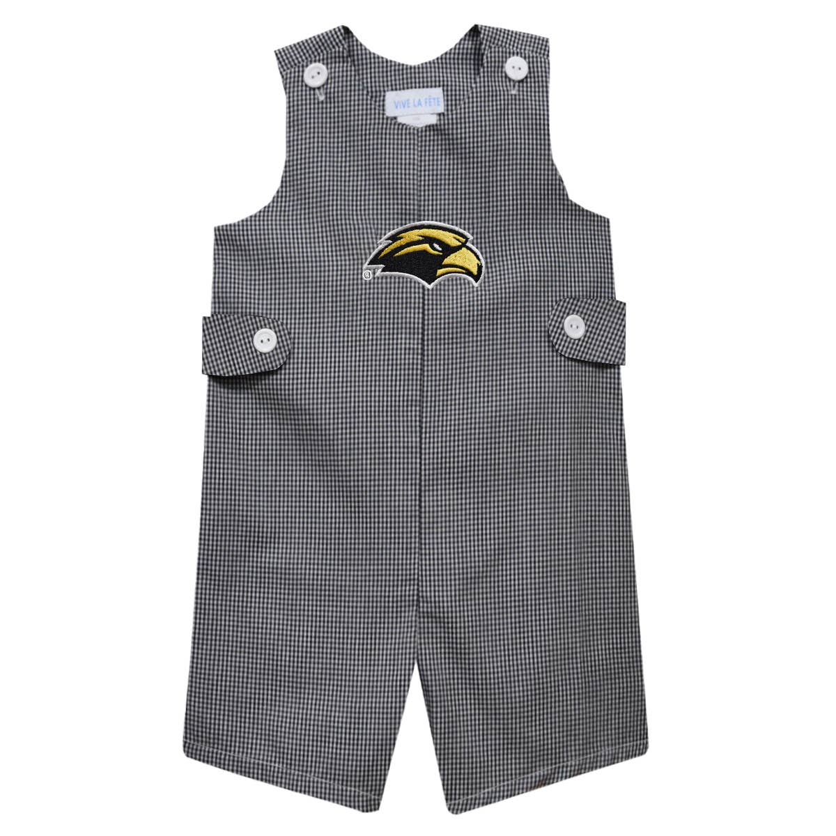 Southern Miss Golden Eagles Embroidered Black Gingham Jon Jon