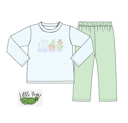 Christmas Train Appliqué Boys Pant Set