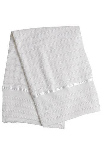 Carriage Boutique's White Baby Blanket with Silk Lines