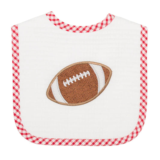 3 Marthas Red Football Feeding Bib