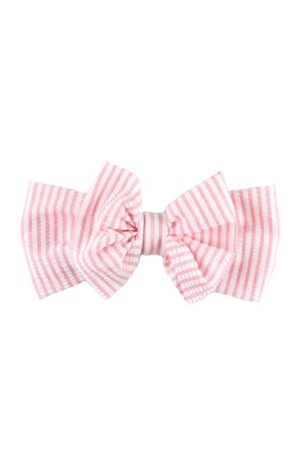 Ruffle Butts Pink Seersucker Swim Bow Headband